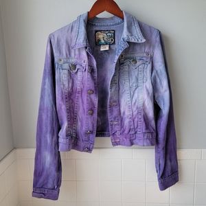 TRUE RELIGION Denim Jacket Size Large purple ombre  unique customized Zeta